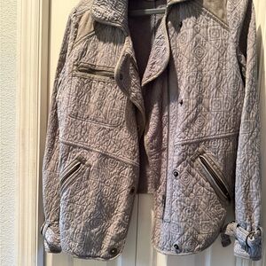 Free People Quilted Utility Jacket in Gray